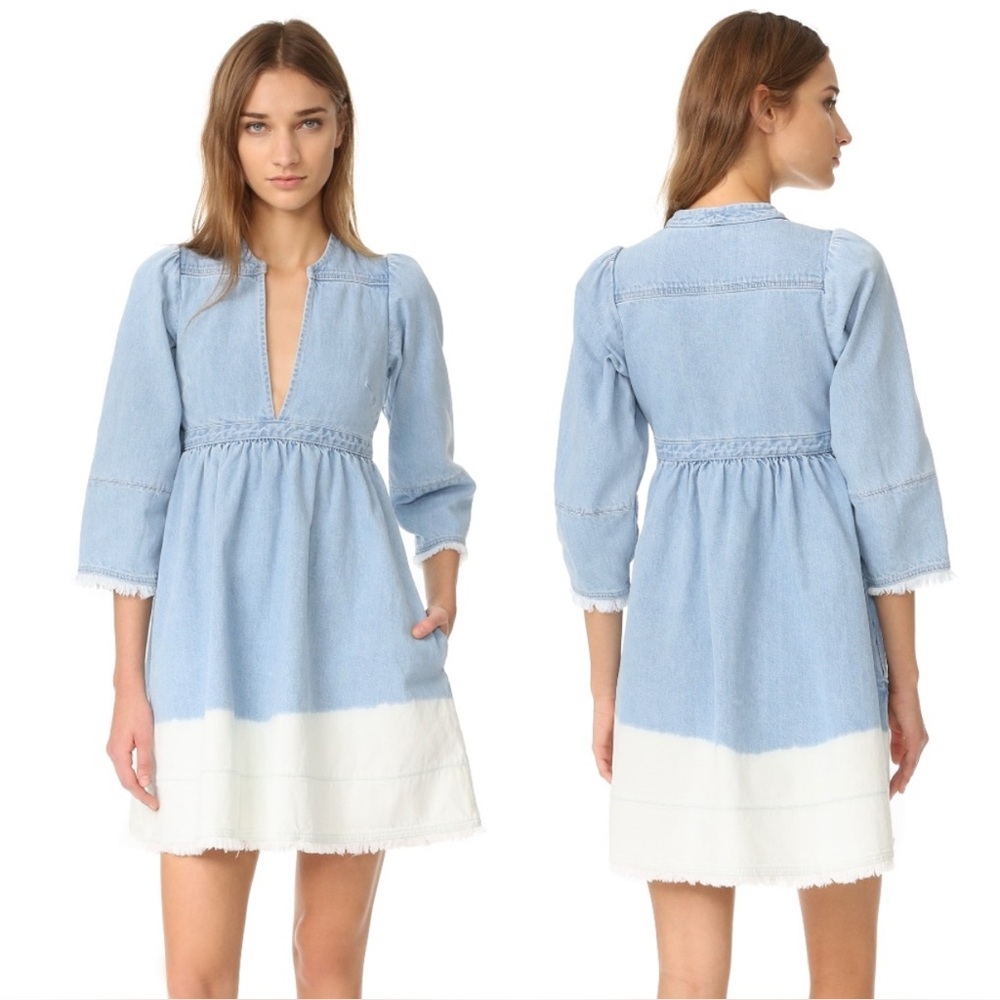 Ulla Johnson Light Blue and White Denim Mini Dress